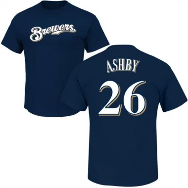 Navy Men's Aaron Ashby Milwaukee Brewers Roster T-Shirt -