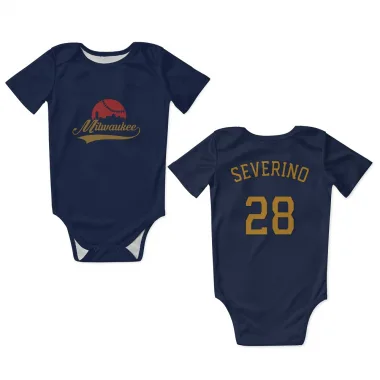 Navy Milwaukee Brewers Pedro Severino   Newborn & Infant Bodysuit